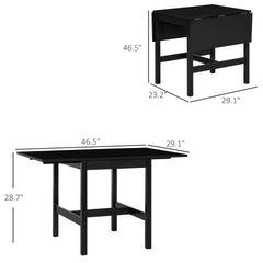 HOMCOM Solid Wood Kitchen Table, Drop Leaf Tables for Small Spaces, Folding Dining Table, Black