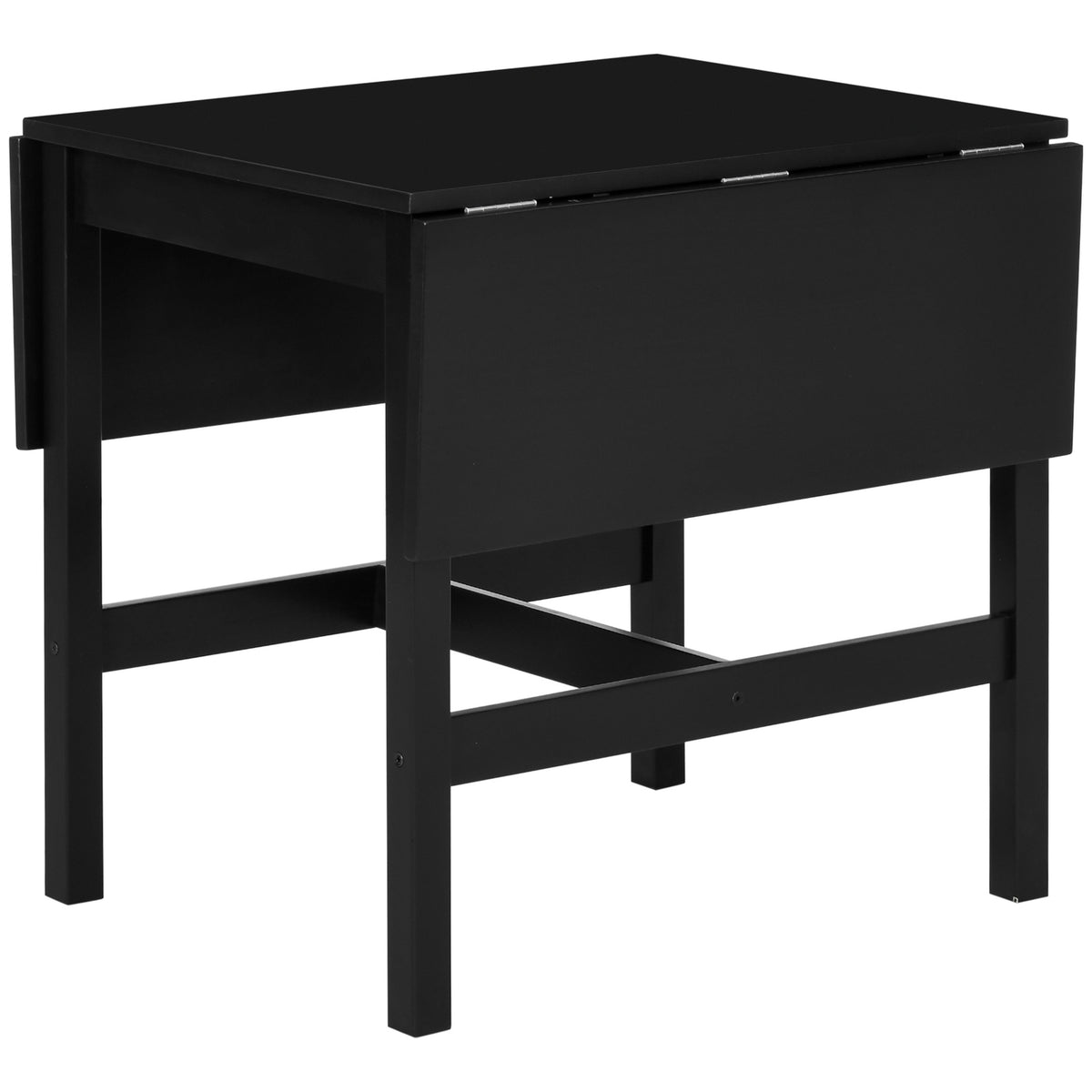 HOMCOM Solid Wood Kitchen Table, Drop Leaf Tables for Small Spaces, Folding Dining Table, Black