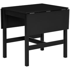 HOMCOM Solid Wood Kitchen Table, Drop Leaf Tables for Small Spaces, Folding Dining Table, Black