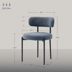 HOMCOM Round Modern Upholstered Kitchen Chairs, Boucle Dining Chairs Set of 4 with Curved Backrest and Thick Cushion, Gray