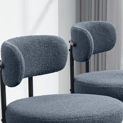 HOMCOM Round Modern Upholstered Kitchen Chairs, Boucle Dining Chairs Set of 4 with Curved Backrest and Thick Cushion, Gray