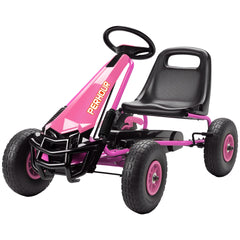 Qaba Kids Go Kart, Pedal Car with Adjustable Seat, EVA Wheels, Brake, for Boys & Girls Aged 3-8 Years Old, Pink