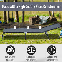 Outsunny Set of 2 Folding Chaise Lounge Chairs, Outdoor Sun Tanning Chairs with Reclining Back, Gray