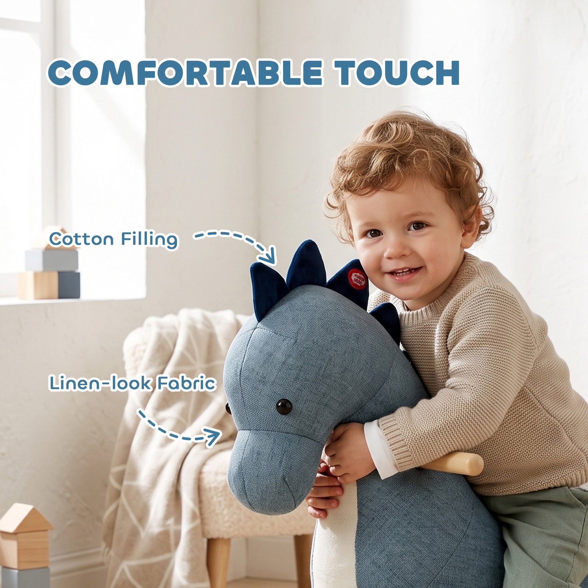 Qaba Baby Rocking Horse, Dinosaur Kids Ride on Horse with Realistic Sound, Interactive Toy for Toddlers 12-36 Months