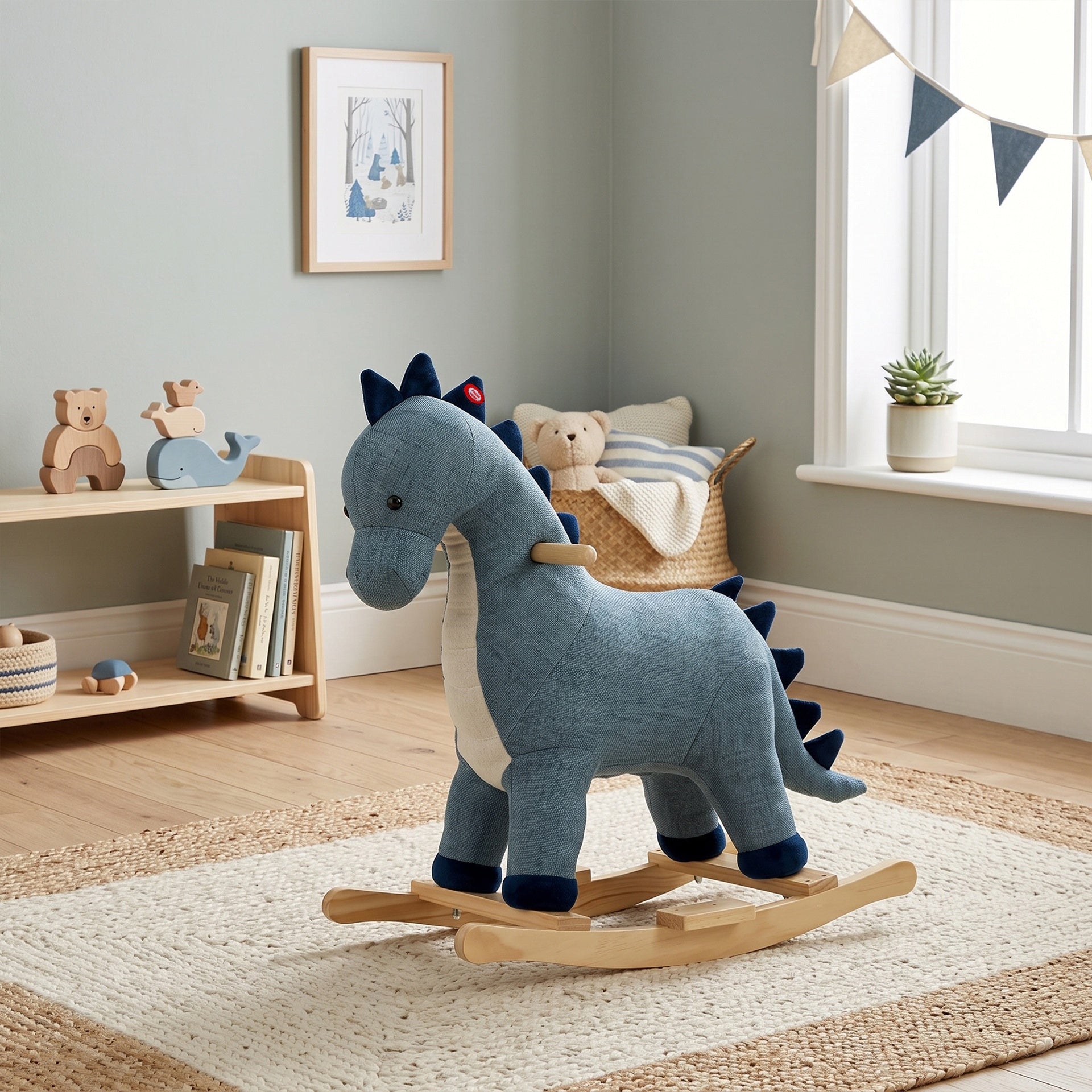 Qaba Baby Rocking Horse, Dinosaur Kids Ride on Horse with Realistic Sound, Interactive Toy for Toddlers 12-36 Months