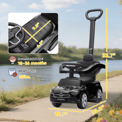 Qaba Mercedes-Benz C-Class Licensed Ride-On Push Car, Baby Stroller Walking Car with Parent Control Handle, Horn, Black