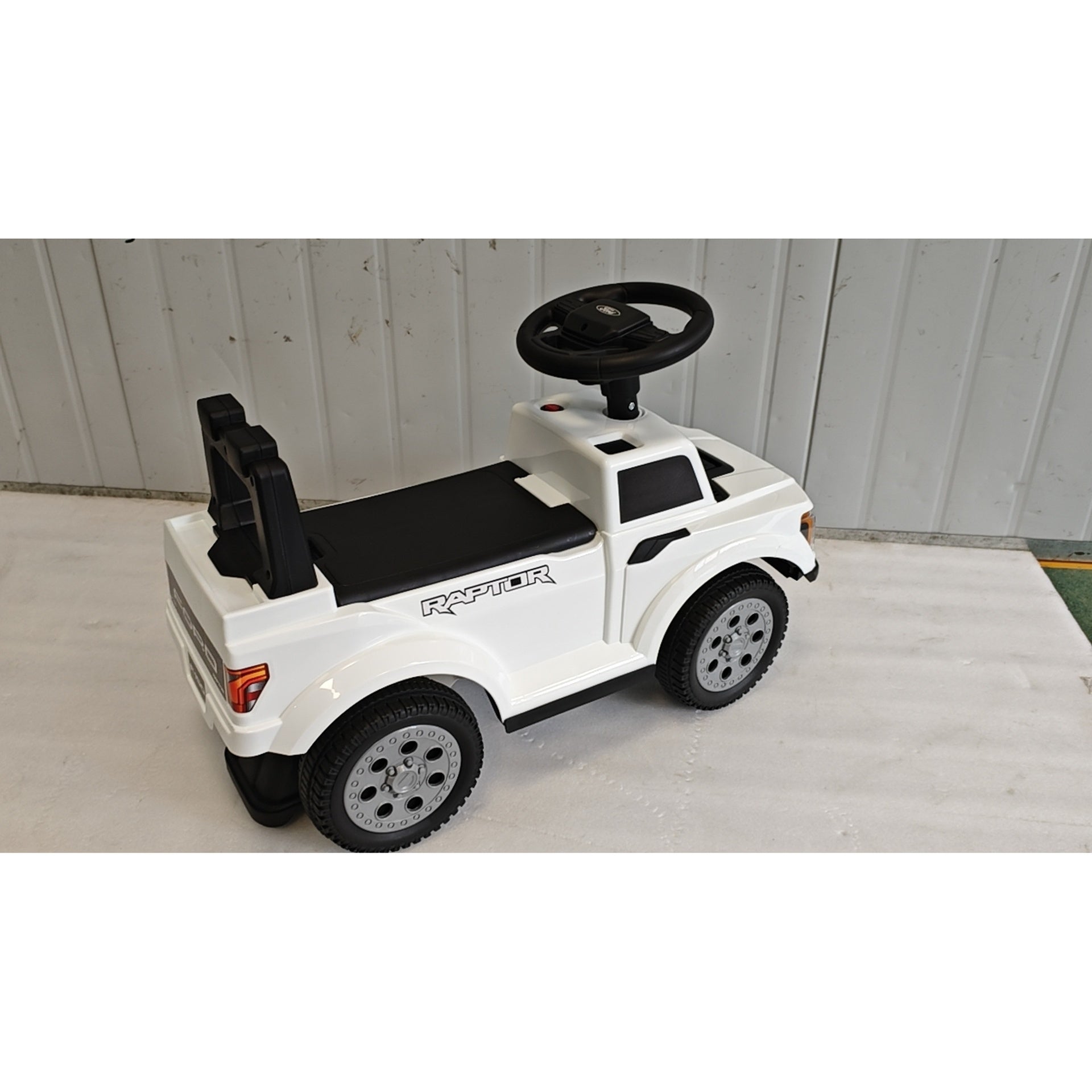 Qaba Toddler Car Licensed Ford Raptor with Headlights, Horn, Under Seat Storage, Anti-Tip Design for 18-36 Months, White