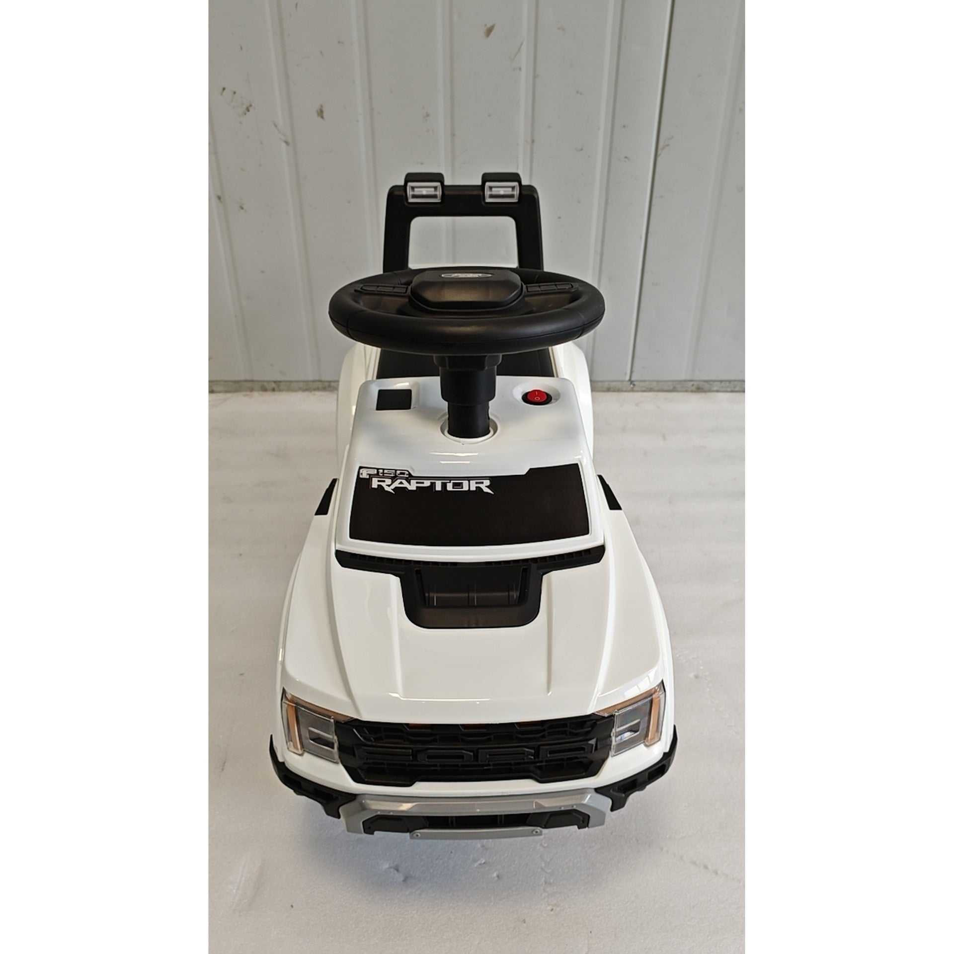 Qaba Toddler Car Licensed Ford Raptor with Headlights, Horn, Under Seat Storage, Anti-Tip Design for 18-36 Months, White