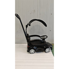Qaba 3 in 1 Toddler Push Car Licensed Benz with Push Handle, Guardrails, Canopy, Horn, Music, Storage for 18-36 Months, Black