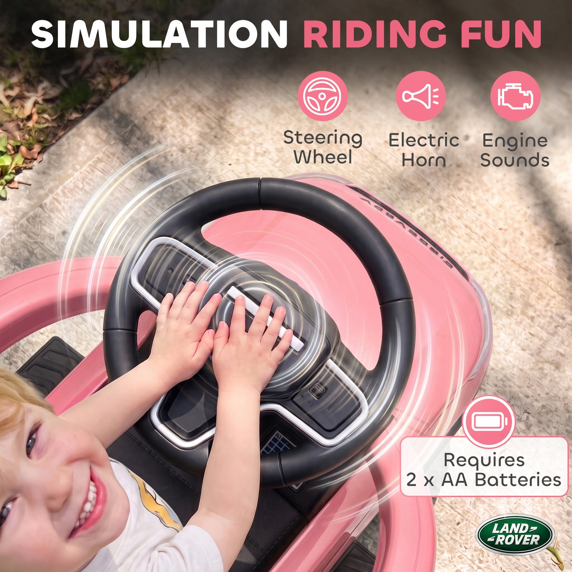 Qaba Land Rover Discovery Licensed Baby Push Car, 2-in-1 Ride on Car with Push Handle and Safety Guardrail, Pink