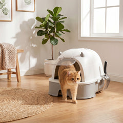 PawHut Stainless Steel Cat Litter Box Easy to Clean Kitty Litter Box with Slide-Out Tray Large Gray