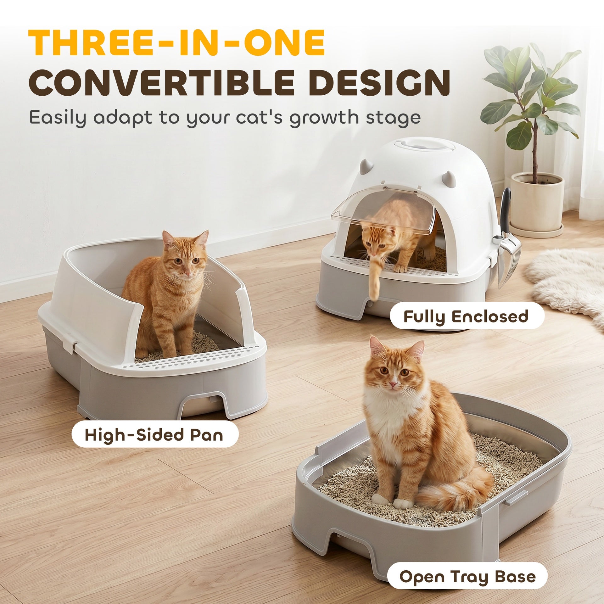 PawHut Stainless Steel Cat Litter Box Easy to Clean Kitty Litter Box with Slide-Out Tray Large Gray