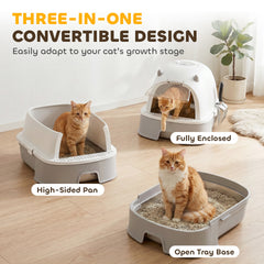 PawHut Stainless Steel Cat Litter Box Easy to Clean Kitty Litter Box with Slide-Out Tray Large Gray