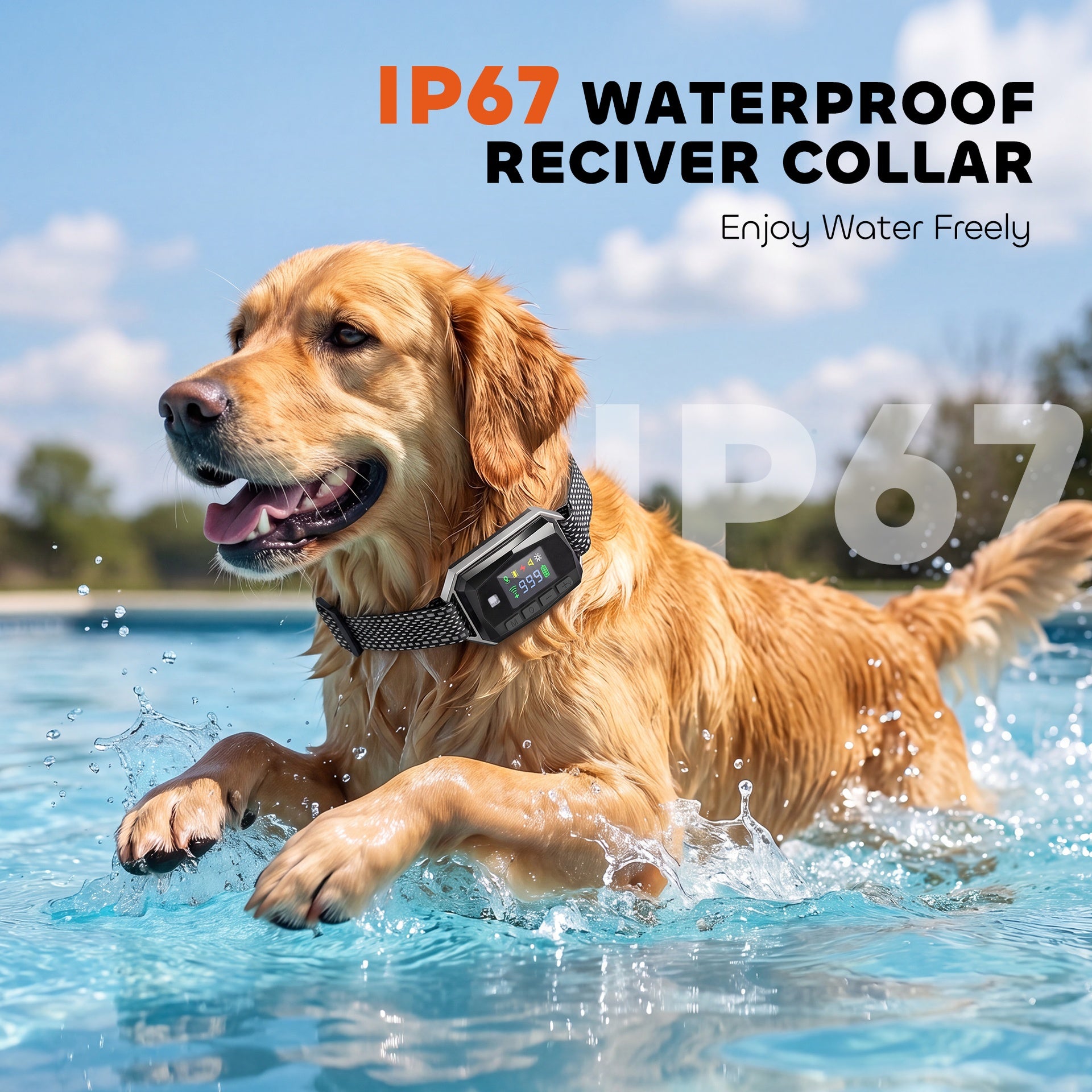 PawHut GPS Dog Training Collar IP67 Waterproof E Collar Remote Rechargeable Black