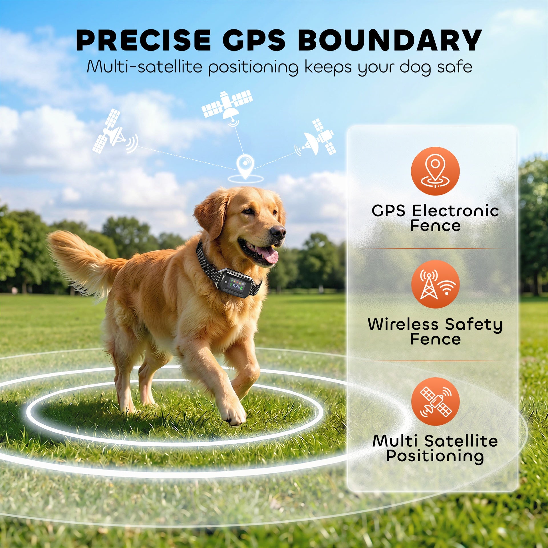 PawHut GPS Dog Training Collar IP67 Waterproof E Collar Remote Rechargeable Black