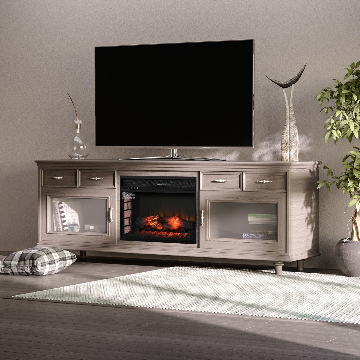 HOMCOM 27" Electric Fireplace Insert, Retro Recessed Fireplace Heater with Realistic Log Flame, Remote Control, and Adjustable Brightness, 1400W, Black