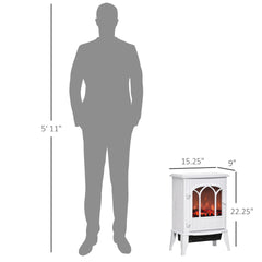 HOMCOM Modern Electric Fireplace, Free Standing Electric Fire with Realistic LED Flame, 750W/1500W, White