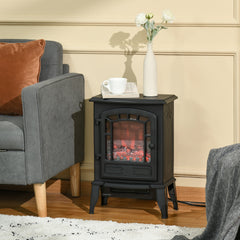 HOMCOM Electric Fireplace Heater, Freestanding Fireplace Stove with Realistic Flame Effect Overheat Protection 750W/1500W Black