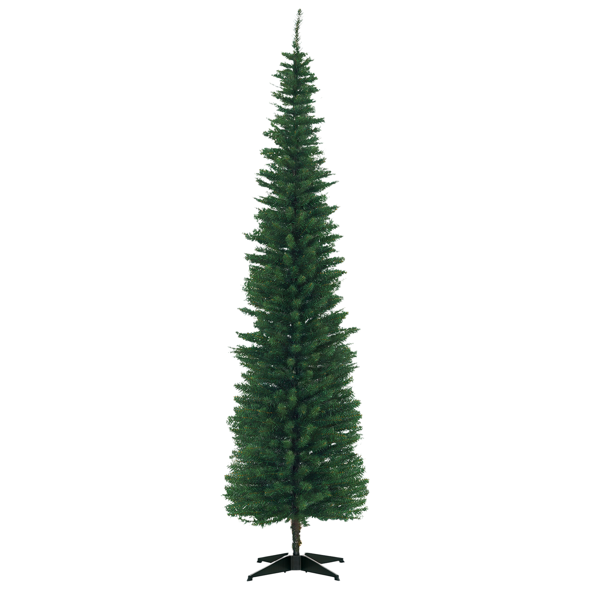 HOMCOM 7ft Unlit Pencil Artificial Christmas Tree with Realistic Branches and 499 Tips, Plastic Base, Green