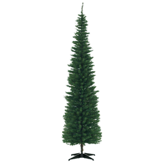 HOMCOM 7ft Unlit Pencil Artificial Christmas Tree with Realistic Branches and 499 Tips, Plastic Base, Green