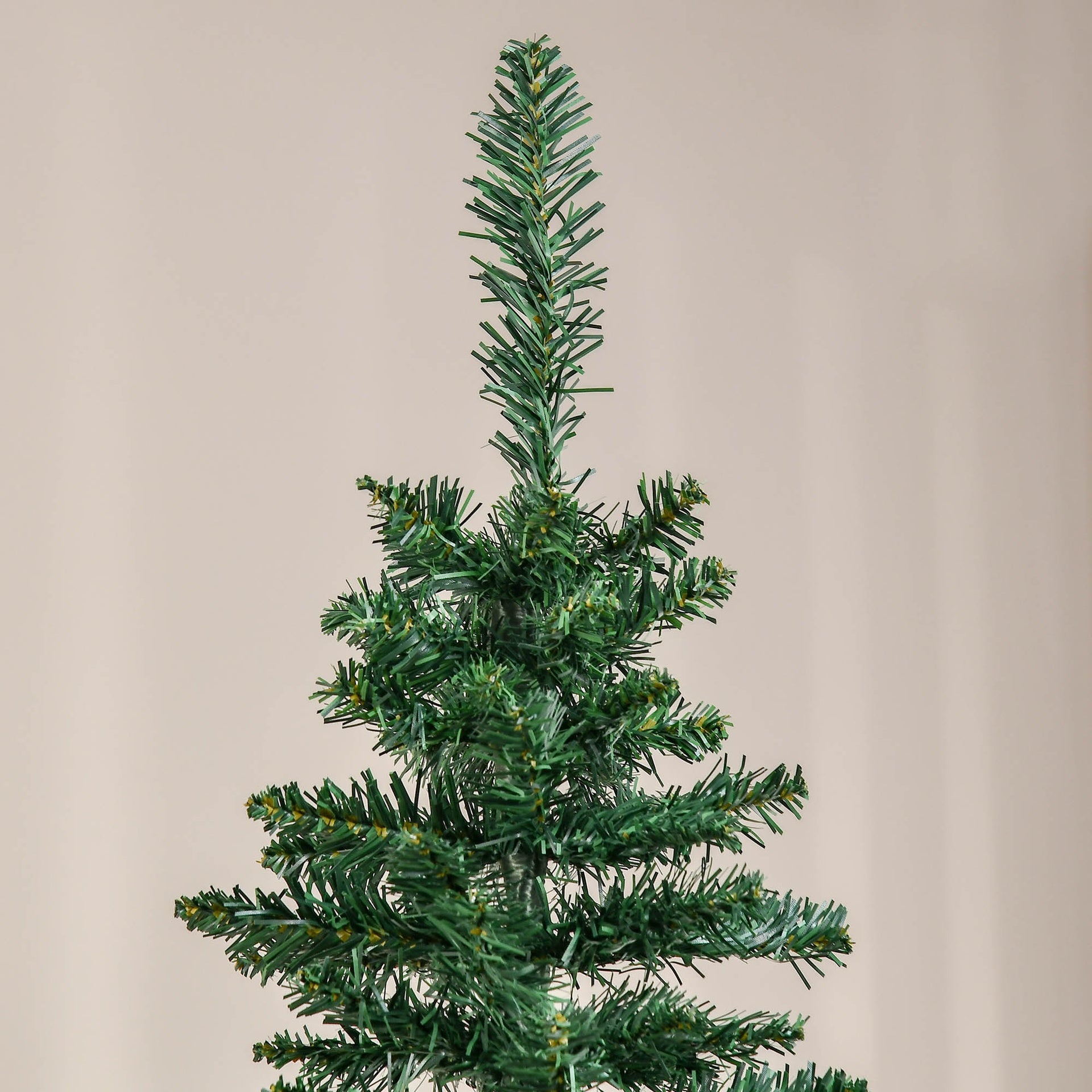 HOMCOM 7ft Unlit Pencil Artificial Christmas Tree with Realistic Branches and 499 Tips, Plastic Base, Green