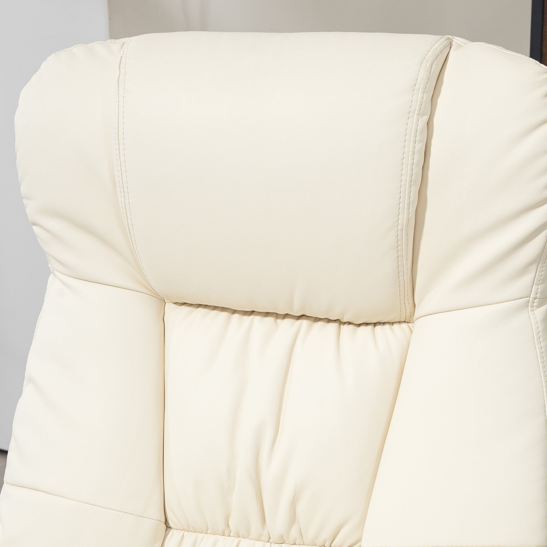HOMCOM PU Leather Recliner Chair with Ottoman, Swivel Recliner and Ottoman with Round Wrapped Base for Living Room, Cream White