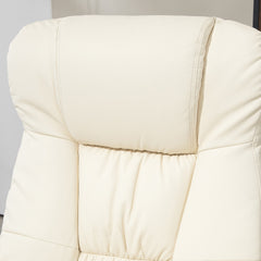 HOMCOM PU Leather Recliner Chair with Ottoman, Swivel Recliner and Ottoman with Round Wrapped Base for Living Room, Cream White
