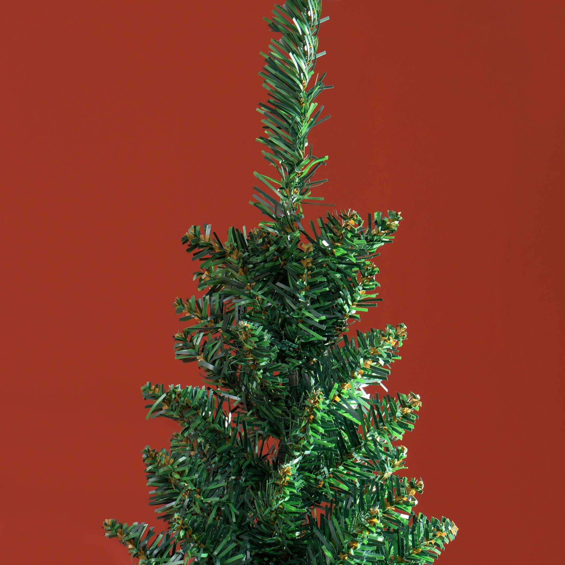 HOMCOM 8ft Unlit Pencil Artificial Christmas Tree with Realistic Branches and 618 Tips, Plastic Base, Green