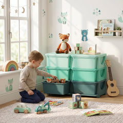 Qaba 3 Tier Kids Storage Organizer with 6 Drawers for Bedroom, Nursery, Kindergarten, Living Room, Boys and Girls, Green