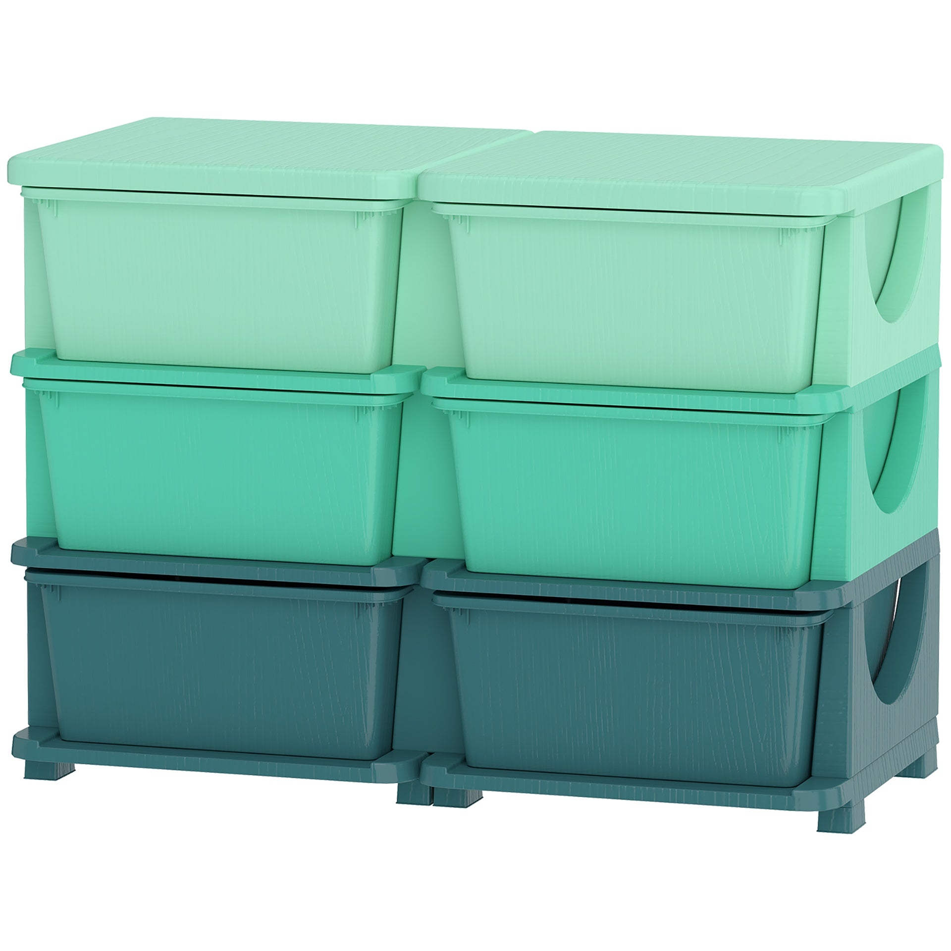 Qaba 3 Tier Kids Storage Organizer with 6 Drawers for Bedroom, Nursery, Kindergarten, Living Room, Boys and Girls, Green