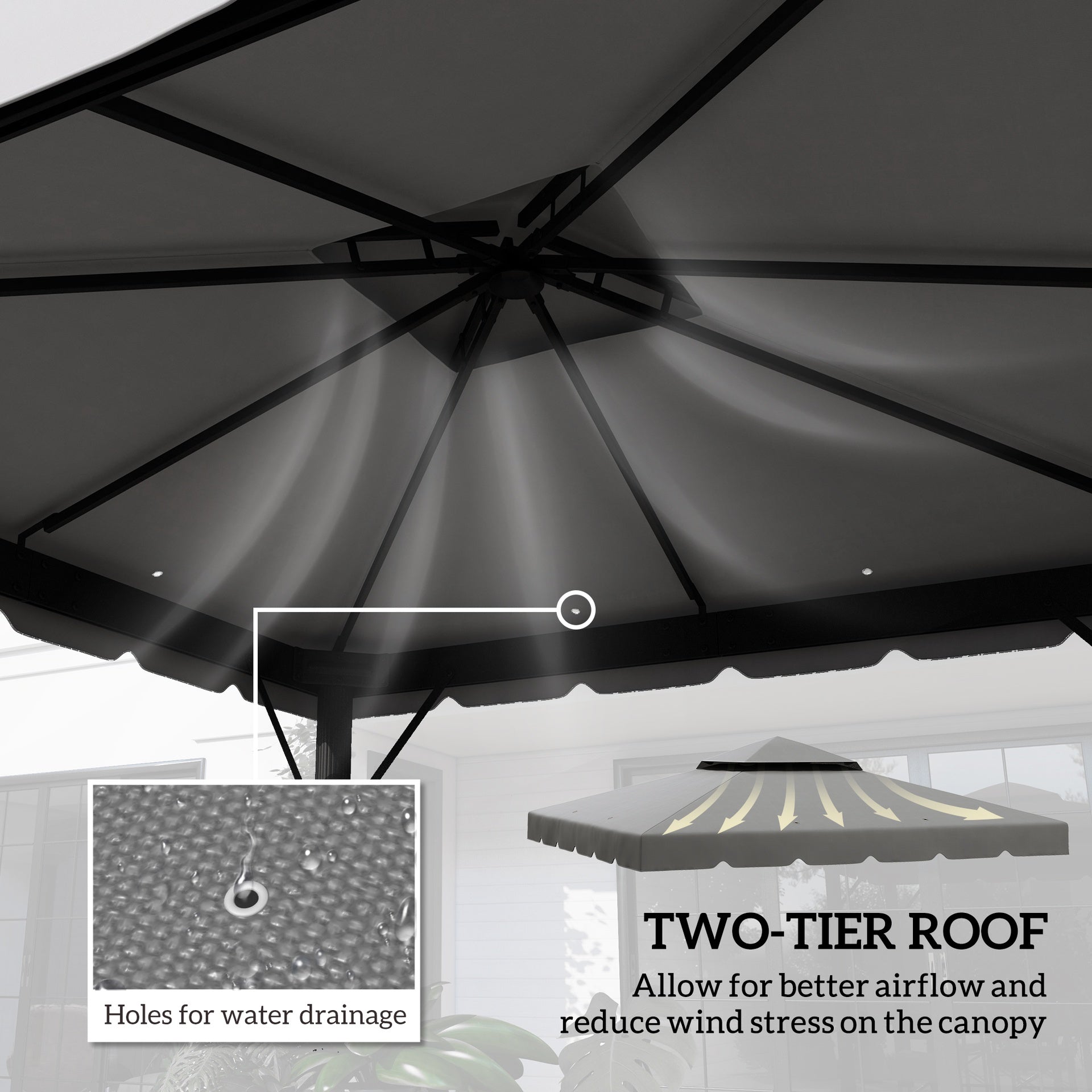 Outsunny Model 84C-051 or 84C-269 10' x 10' Gazebo Replacement Canopy, Light Gray