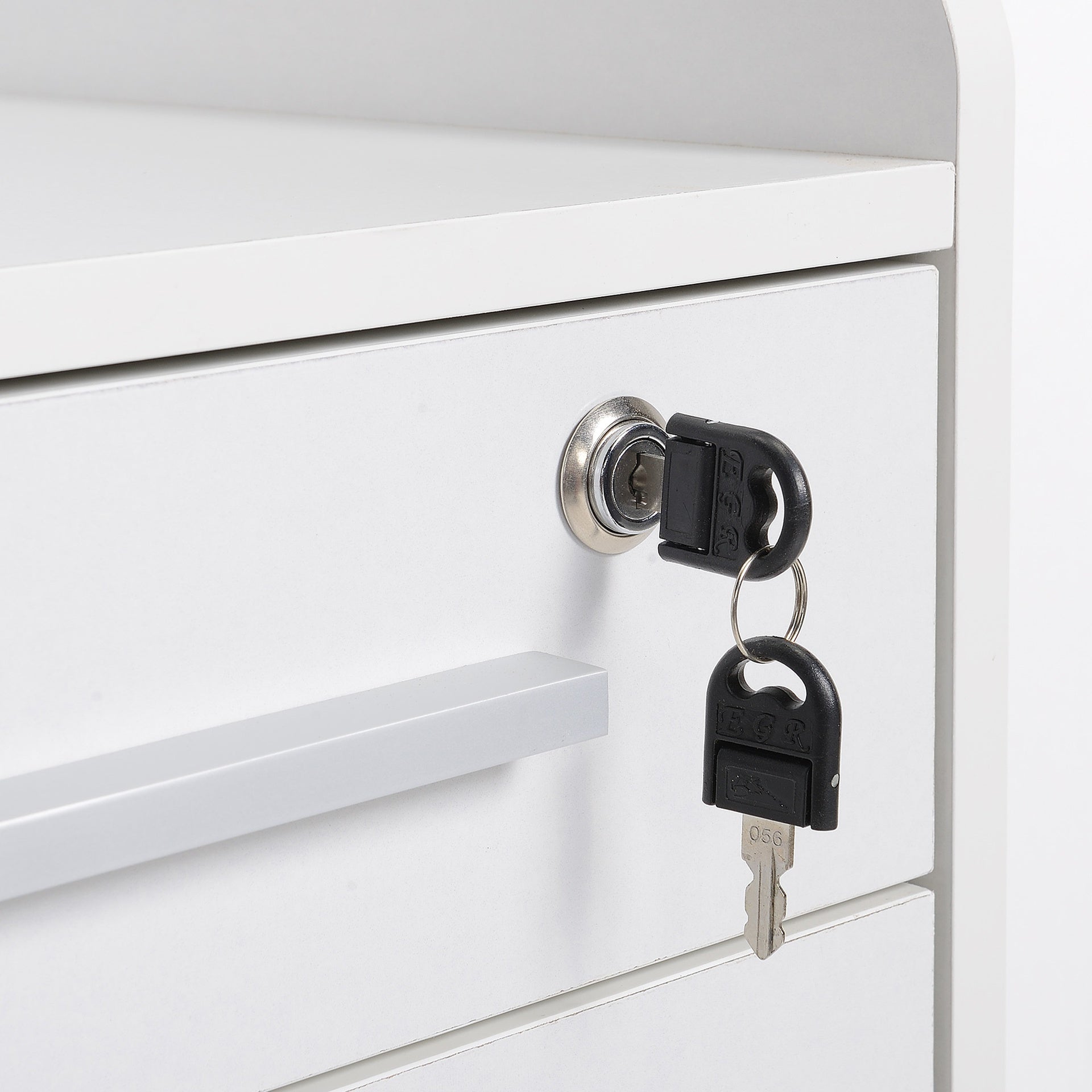 HOMCOM Lockable Filing Cabinet on Wheels, 3 Drawer Mobile File Cabinet with Lock and Edged Top, White