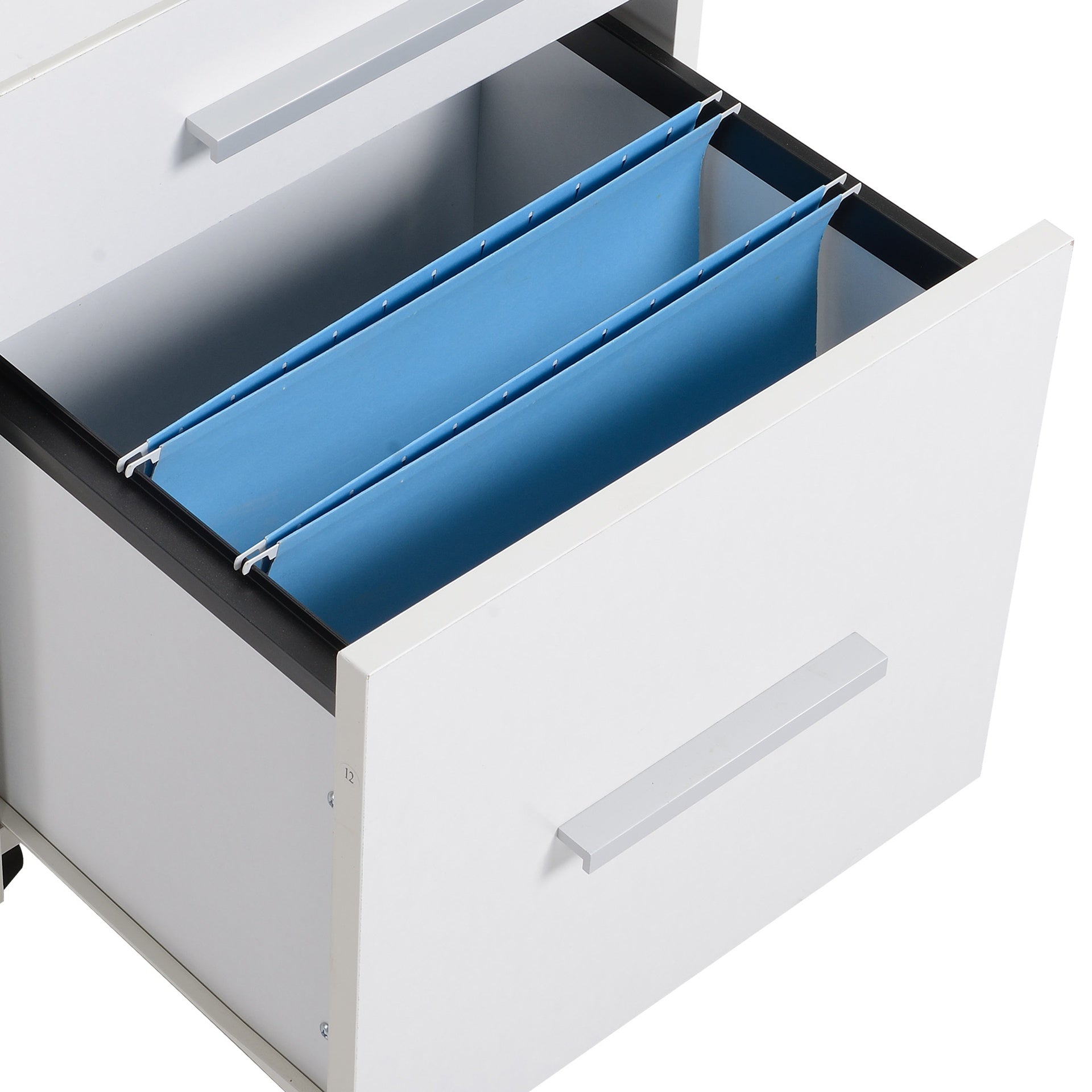 HOMCOM Lockable Filing Cabinet on Wheels, 3 Drawer Mobile File Cabinet with Lock and Edged Top, White