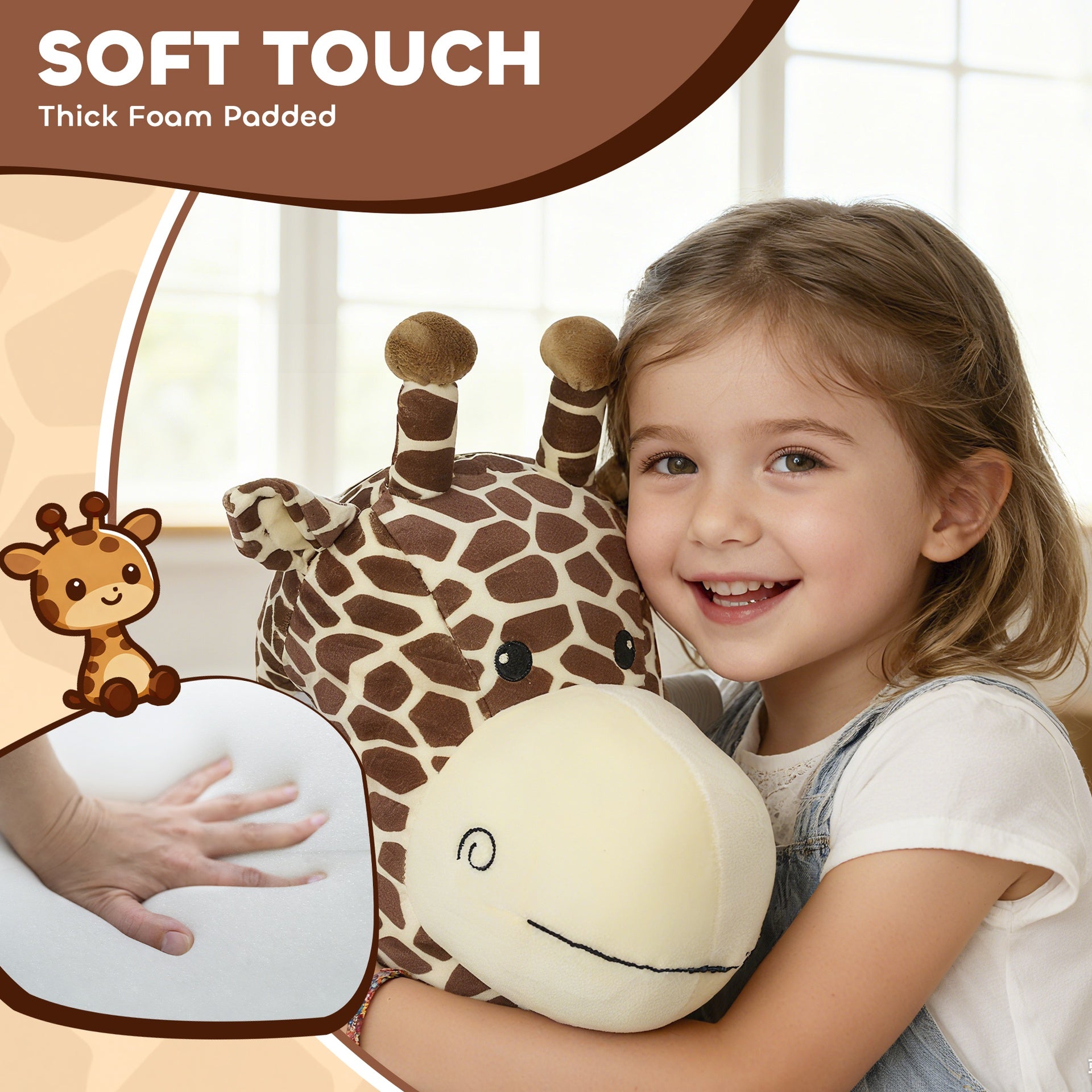 Qaba Kids Electric Ride On Giraffe, 6V Battery Powered Ride On Toy with Washable Cover, Music for 1.5-5 Years, Brown