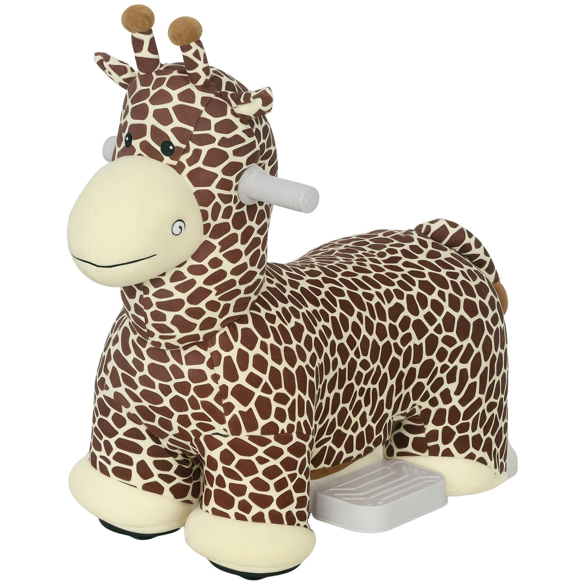 Qaba Kids Electric Ride On Giraffe, 6V Battery Powered Ride On Toy with Washable Cover, Music for 1.5-5 Years, Brown