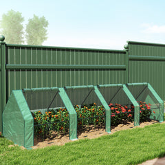 Outsunny Portable Mini Greenhouse, Outdoor Garden with Large Zipper Doors and Water/UV PE Cover, 12' x 3' x 3', Green
