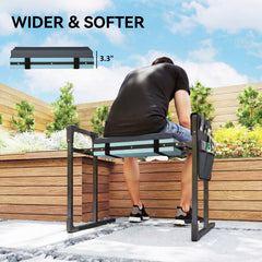 Outsunny Garden Kneeler and Seat, Heavy Duty Foldable Gardening Stool with Thicker Soft Kneeling Pad, Extendable Steel Leg