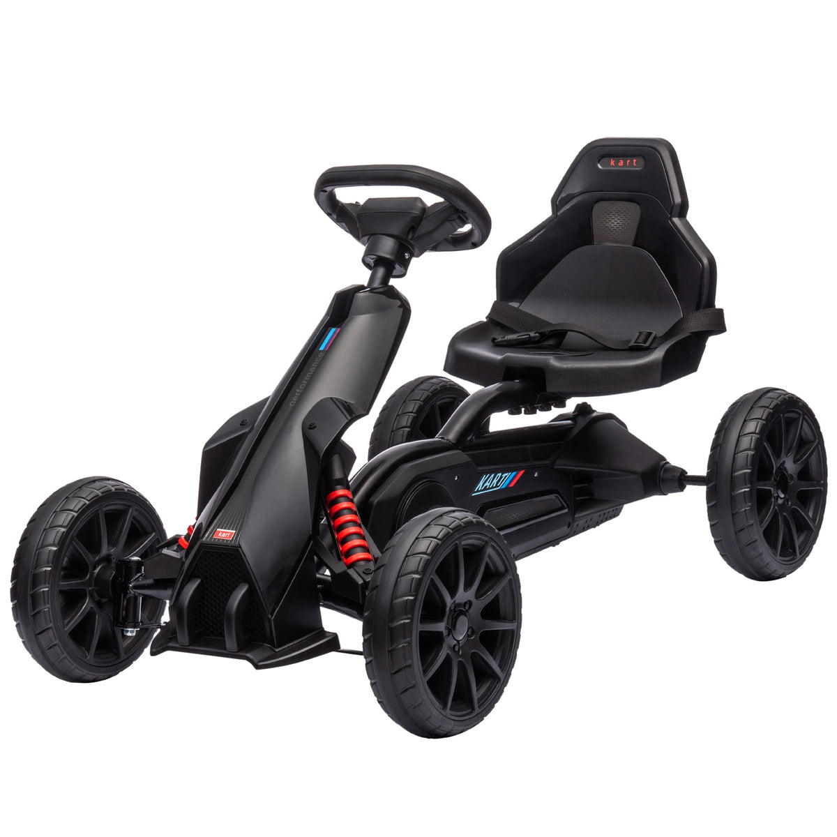 Aosom Kids Pedal Go Kart W/ Adjustable Seat, Swing Axle, Black