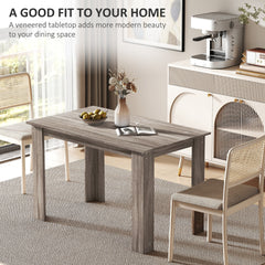 HOMCOM 47" Dining Table for 4-6 People, Modern Rectangular Kitchen Table for Dining Room, Living Room, Light Gray Wood Effect