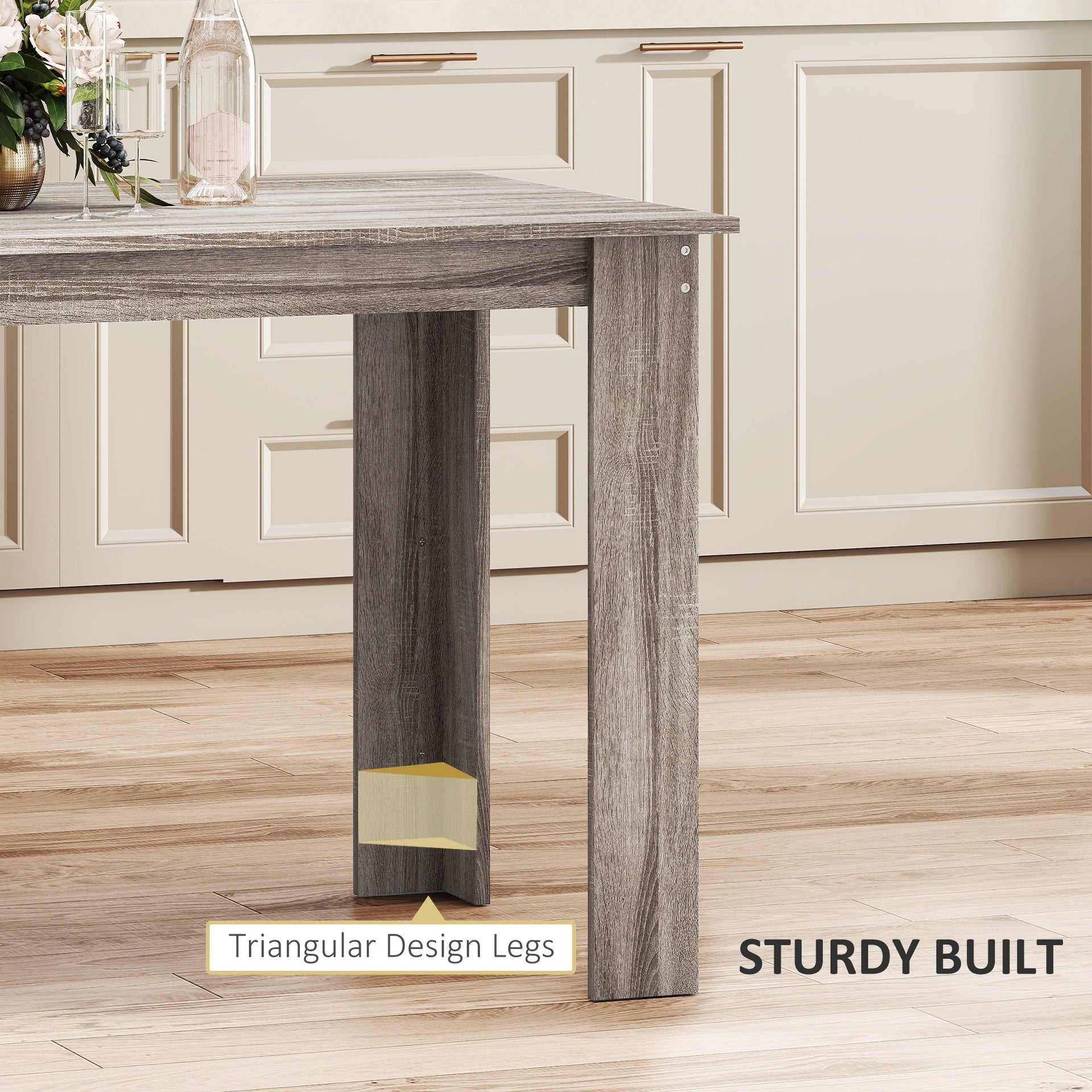 HOMCOM 47" Dining Table for 4-6 People, Modern Rectangular Kitchen Table for Dining Room, Living Room, Light Gray Wood Effect