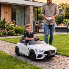 Qaba 12V Electric Car for Kids Licensed Mercedes AMG CLE 53 with Remote, Suspension, Lights, Music for 37-72 Months, White