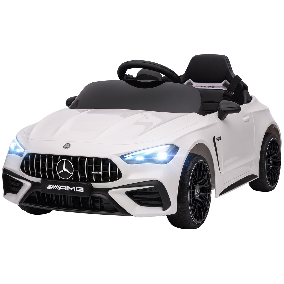 Qaba 12V Electric Car for Kids Licensed Mercedes AMG CLE 53 with Remote, Suspension, Lights, Music for 37-72 Months, White
