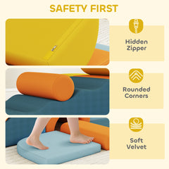 Qaba 9-Piece Soft Play Set, Kids Soft Play Foam Blocks with Detachable Cover for Climbing and Crawling, Multicolored