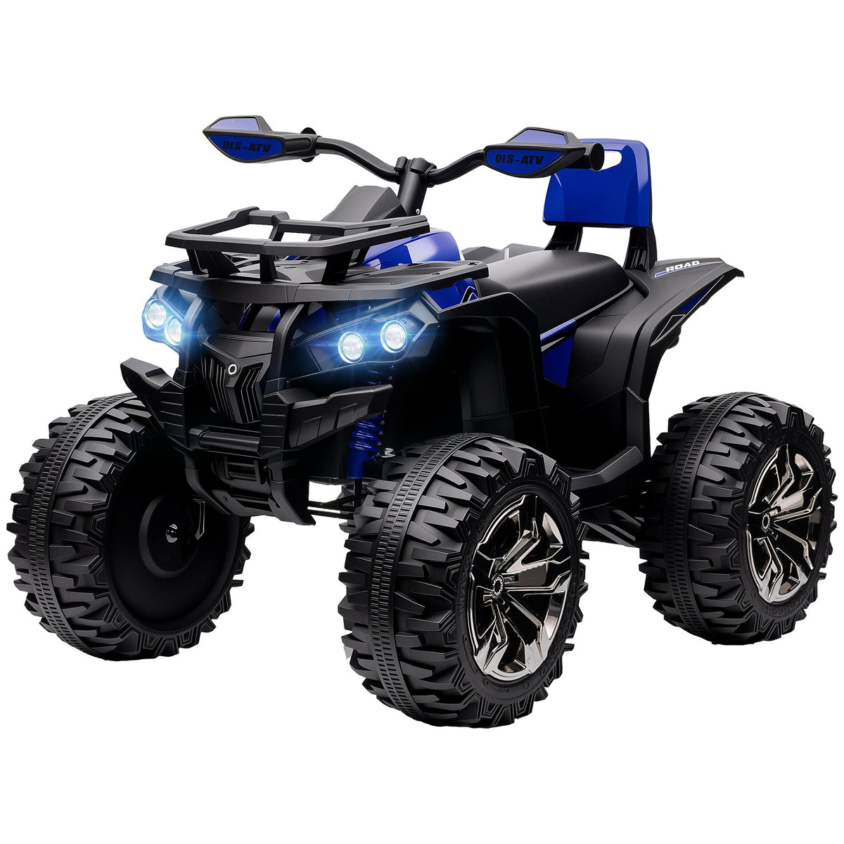 Aosom 12V 4 Wheeler Kids ATV with Music, Headlights for 37-60 Months Boys and Girls, Blue
