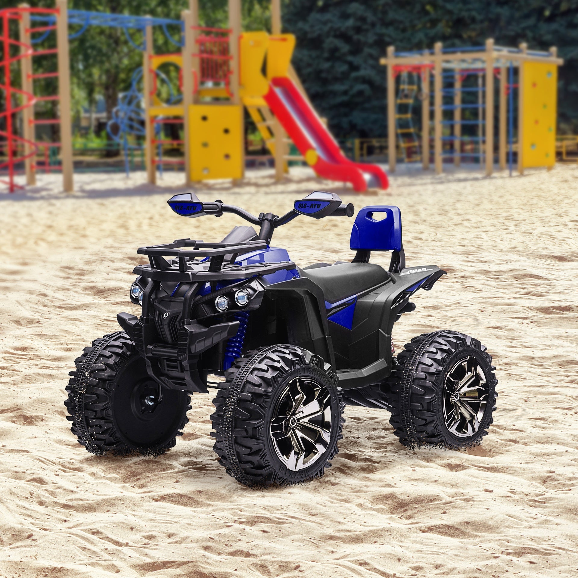 Aosom 12V 4 Wheeler Kids ATV with Music, Headlights for 37-60 Months Boys and Girls, Blue