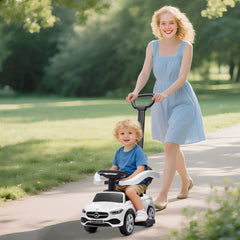 Qaba Mercedes-Benz C-Class Licensed Ride-On Push Car, Baby Stroller Walking Car with Parent Control Handle, Horn, White
