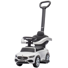 Qaba Mercedes-Benz C-Class Licensed Ride-On Push Car, Baby Stroller Walking Car with Parent Control Handle, Horn, White
