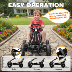 Qaba Kids Go Kart, Pedal Car with Adjustable Seat, EVA Wheels, Brake, for Boys & Girls Aged 3-8 Years Old, Black