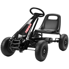 Qaba Kids Go Kart, Pedal Car with Adjustable Seat, EVA Wheels, Brake, for Boys & Girls Aged 3-8 Years Old, Black