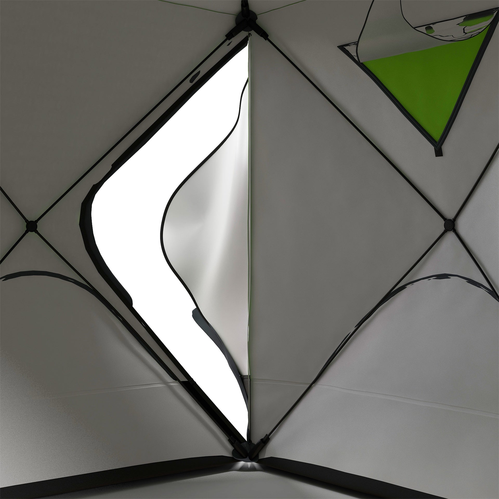Outsunny 8 Person Ice Fishing Shelter, Pop-Up Ice Shanty Tent, Insulated Portable Tent with 2 Doors & Carrying Bag, Bright Green